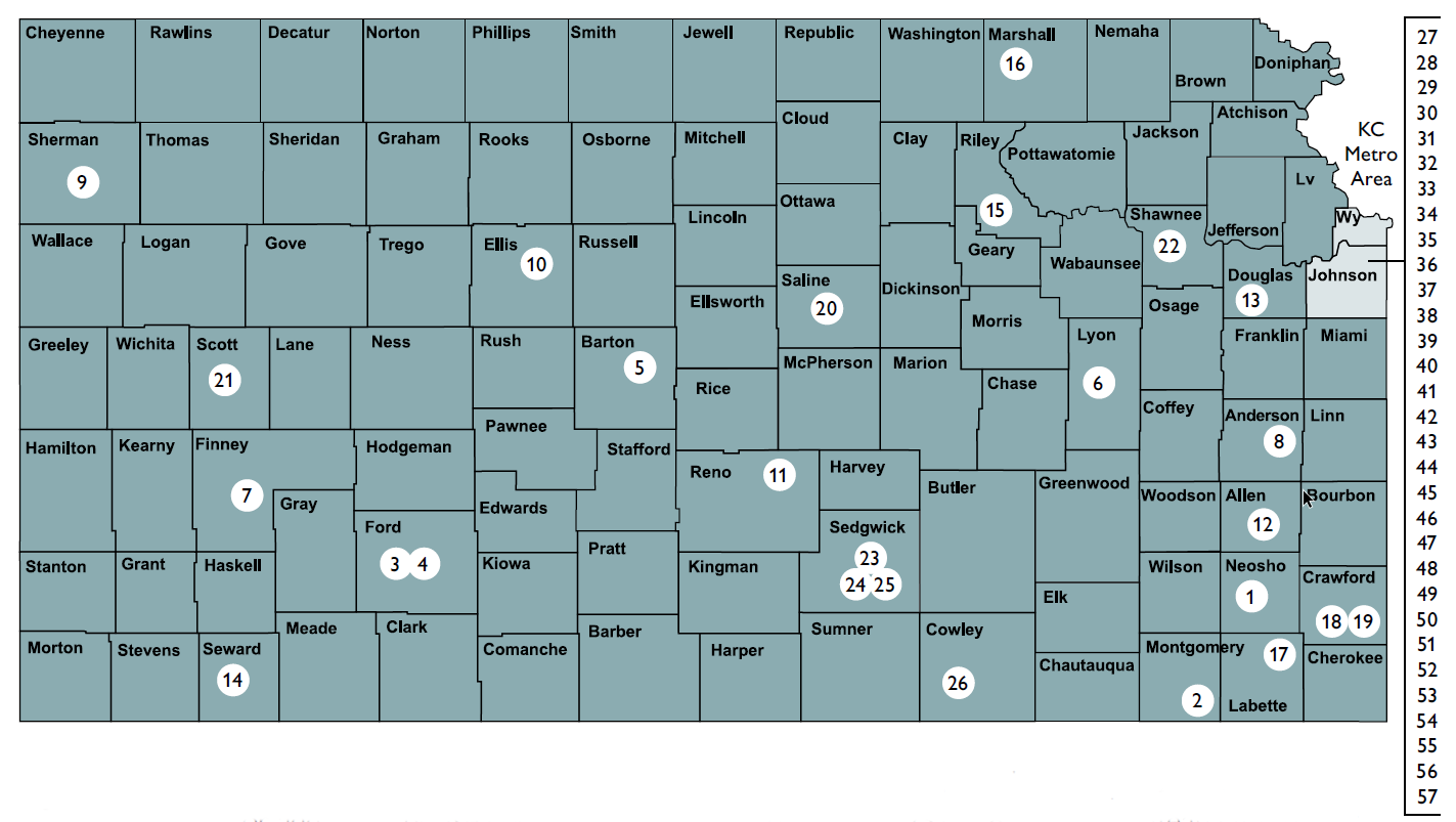 Map of Kansas SANE programs